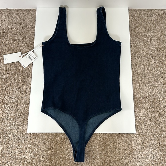 Good American Jean Tank Bodysuit (thong) in dark blue Indigo size 1/Small - Picture 6 of 9